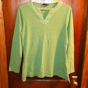 Lands End beautifully beaded green tunic